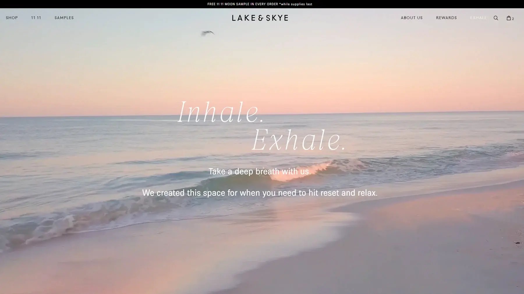 Shopify beauty brand homepage with a hero video and elegant serif and sans-serif typography